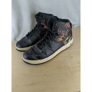 Black Floral Nike Air Force 1 '07 High Top #CI2304-001 Sneakers- Mens Size 8